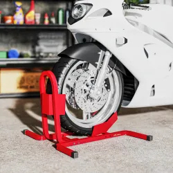 Caballete de Moto Delantera Soporte para Rueda Delantera de Moto Ajustable en 3 Niveles 60x55x43 cm Rojo - Ogal.Es