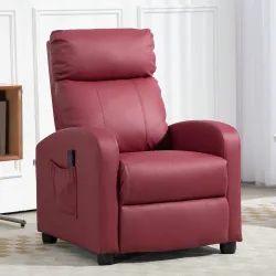 Sillón de Masaje Reclinable con Mando a Distancia Bolsillo Lateral y Temporizador Tapizado en PU 68x88x98cm Rojo... - Ogal.Es