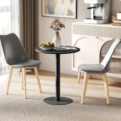 Mesa de Comedor Redonda para 2 Personas Mesa de Cocina de Acero para Interior y Exterior Ø60x72 cm Negro - Ogal.Es