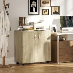 Archivador de Oficina con 2 Puertas Cerradura Estantes para Sala de Estar Estudio 80x40x80 cm Roble - Ogal.Es