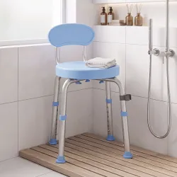 Silla Ducha Personas Mayores Giratorio 360° con Respaldo Antideslizante Altura Regulable Silla de Baño de Alumin... - Ogal.Es