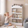Librería Infantil de Pared de 4 Niveles Estantería para Libros Diseño de Osito para Dormitorio de 3 a 8 Años Blanco - Ogal.Es