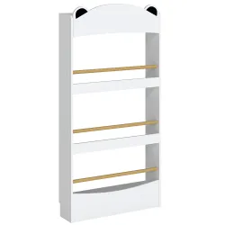 Librería Infantil de Pared de 4 Niveles Estantería para Libros Diseño de Osito para Dormitorio de 3 a 8 Años Blanco - Ogal.Es
