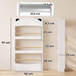 Librería Infantil de Pared de 4 Niveles Estantería para Libros Diseño de Osito para Dormitorio de 3 a 8 Años Blanco - Ogal.Es