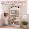 Librería Infantil de Pared de 4 Niveles Estantería para Libros Diseño de Osito para Dormitorio de 3 a 8 Años Blanco - Ogal.Es