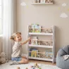 Librería Infantil de Pared de 3 Niveles Estantería para Libros para Dormitorio Guardería de 3 a 8 Años Blanco - Ogal.Es
