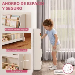 Librería Infantil de Pared de 3 Niveles Estantería para Libros para Dormitorio Guardería de 3 a 8 Años Blanco - Ogal.Es
