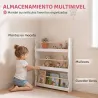 Librería Infantil de Pared de 3 Niveles Estantería para Libros para Dormitorio Guardería de 3 a 8 Años Blanco - Ogal.Es