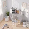 Escritorio Infantil con Silla Soporte Ajustable para Tablet Portalápices Tablero de Corcho Estantes Armarios Gris - Ogal.Es