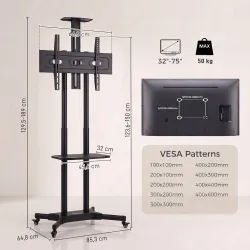 Soporte de TV con Ruedas para Televisores de 32-75 Pulgadas Altura Ajustable Ruedas con Freno VESA máx. 400 x 60... - Ogal.Es