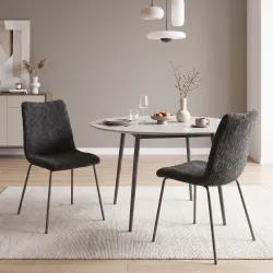 Pack de 2 Sillas de Comedor de Terciopelo con Asiento Respaldo Acolchado y Patas Metálicas Gris Oscuro - Ogal.Es