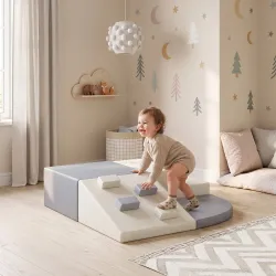 Juego de 4 Bloques de Espuma para Niños de Psicomotricidad Tapizados en PU Escalar y Gatear 1-3 Años Gris Claro ... - Ogal.Es