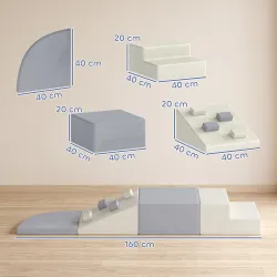 Juego de 4 Bloques de Espuma para Niños de Psicomotricidad Tapizados en PU Escalar y Gatear 1-3 Años Gris Claro ... - Ogal.Es