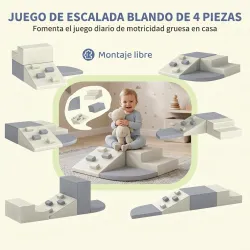 Juego de 4 Bloques de Espuma para Niños de Psicomotricidad Tapizados en PU Escalar y Gatear 1-3 Años Gris Claro ... - Ogal.Es