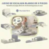 Juego de 4 Bloques de Espuma para Niños de Psicomotricidad Tapizados en PU Escalar y Gatear 1-3 Años Gris Claro ... - Ogal.Es