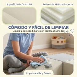 Juego de 4 Bloques de Espuma para Niños de Psicomotricidad Tapizados en PU Escalar y Gatear 1-3 Años Gris Claro ... - Ogal.Es