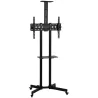 Soporte TV con Ruedas para 32-75" Altura Regulable Inclinación ±15° y 2 Bandejas Negro - Ogal.Es