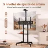 Soporte TV con Ruedas para 32-75" Altura Regulable Inclinación ±15° y 2 Bandejas Negro - Ogal.Es