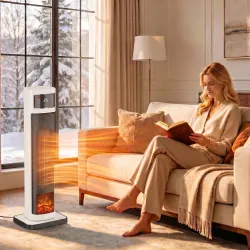 Calefactor Eléctrico Cerámico PTC 2000W con 4 Modos Control Remoto Protección Contra Sobrecalentamiento y Vuelcos - Ogal.Es