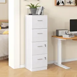 Cajonera Escritorio con 4 Cajones Cerraduras Barras Ajustables para Archivos Tamaño A4 y Carta 40x42x130,8 cm Bl... - Ogal.Es