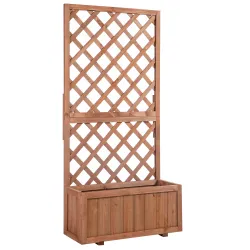 Jardinera con Enrejado de Madera Macetero de Jardín con Soporte para Trepadora 72,5x31,5x149,5 cm Natural - Ogal.Es