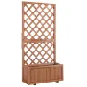 Jardinera con Enrejado de Madera Macetero de Jardín con Soporte para Trepadora 72,5x31,5x149,5 cm Natural - Ogal.Es