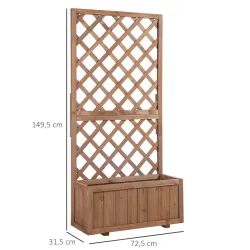 Jardinera con Enrejado de Madera Macetero de Jardín con Soporte para Trepadora 72,5x31,5x149,5 cm Natural - Ogal.Es