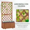Jardinera con Enrejado de Madera Macetero de Jardín con Soporte para Trepadora 72,5x31,5x149,5 cm Natural - Ogal.Es