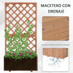 Jardinera con Enrejado de Madera Macetero de Jardín con Soporte para Trepadora 72,5x31,5x149,5 cm Natural - Ogal.Es