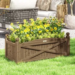 Jardinera de Madera Elevada para Cultivar Plantas Flores Hierba para Jardín Balcón Terraza 90x39x37 cm Café Oscuro - Ogal.Es
