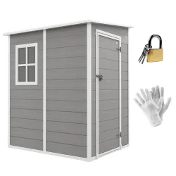 Cobertizo de jardín 1,54 m² para herramientas puerta con cerradura, ventilación y ventana dim. 122cm L x 149cm A... - Ogal.Es