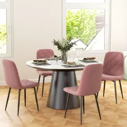 Juego de 4 Sillas de Comedor Tapizadas en Terciopelo con Patas de Acero para Salón 45x54x87 cm Rosa - Ogal.Es