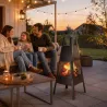 Brasero de Exterior con Chimenea Cónica 41x40,5x97 cm Acero al Carbono con Malla Protectora para Patio Terraza N... - Ogal.Es