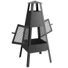 Brasero de Exterior con Chimenea Cónica 41x40,5x97 cm Acero al Carbono con Malla Protectora para Patio Terraza N... - Ogal.Es