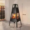 Brasero de Exterior con Chimenea Cónica 41x40,5x97 cm Acero al Carbono con Malla Protectora para Patio Terraza N... - Ogal.Es