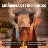 Brasero de Exterior con Chimenea Cónica 41x40,5x97 cm Acero al Carbono con Malla Protectora para Patio Terraza N... - Ogal.Es