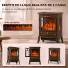 Chimenea Eléctrica 1000/2000 W con Efecto Llama 3 Vistas Termostato y Brillo Regulable Marrón - Ogal.Es