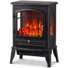 Chimenea Eléctrica 1000/2000 W con Efecto Llama 3 Vistas Termostato y Brillo Regulable Negro - Ogal.Es
