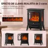 Chimenea Eléctrica 1000/2000 W con Efecto Llama 3 Vistas Termostato y Brillo Regulable Negro - Ogal.Es