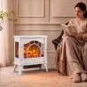Chimenea Eléctrica 1000W/2000W con Temperatura Ajustable Protección contra Sobrecalentamiento 55x31x58 cm Blanco - Ogal.Es