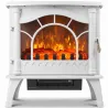 Chimenea Eléctrica 1000W/2000W con Temperatura Ajustable Protección contra Sobrecalentamiento 55x31x58 cm Blanco - Ogal.Es