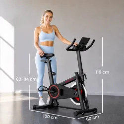 Bicicleta Estática en Casa con APP Bluetooth Volante 6 kg Pantalla LCD Asiento y Manillar Ajustables Soporte Tel... - Ogal.Es