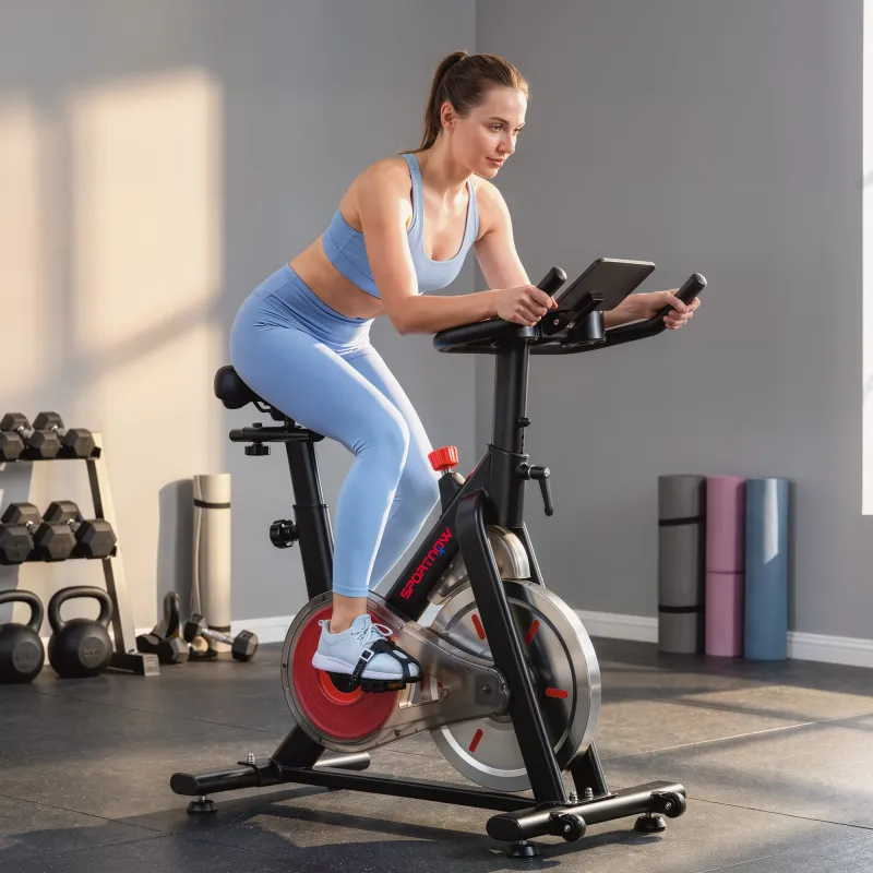 Bicicleta Estática con APP Bluetooth Resistencia Magnética Volante de 8 kg Pantalla LCD Asiento y Manillar Ajust... - Ogal.Es