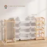 Estantería Infantil de Juguetes de Madera con 12 Cajas Organizador de Peluches 3 Estantes 146x39,5x88 cm Natural - Ogal.Es