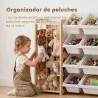 Estantería Infantil de Juguetes de Madera con 12 Cajas Organizador de Peluches 3 Estantes 146x39,5x88 cm Natural - Ogal.Es