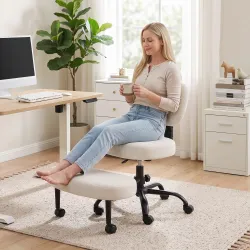 Silla de Oficina Ergonómica para Piernas Cruzadas Giratoria 360° Ruedas PU Altura Ajustable para TDAH Meditación... - Ogal.Es