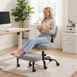 Silla de Oficina Ergonómica para Piernas Cruzadas Giratoria 360° Ruedas PU Altura Ajustable para TDAH Meditación... - Ogal.Es