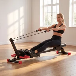 Máquina de Remo Plegable 2 en 1 Entrenador Cintura Resistencia Ajustable Pantalla LCD Asiento Acolchado Carga 12... - Ogal.Es