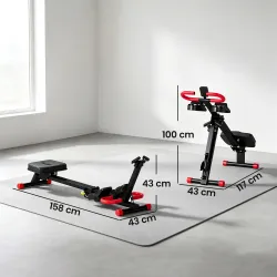 Máquina de Remo Plegable 2 en 1 Entrenador Cintura Resistencia Ajustable Pantalla LCD Asiento Acolchado Carga 12... - Ogal.Es