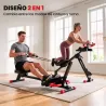 Máquina de Remo Plegable 2 en 1 Entrenador Cintura Resistencia Ajustable Pantalla LCD Asiento Acolchado Carga 12... - Ogal.Es